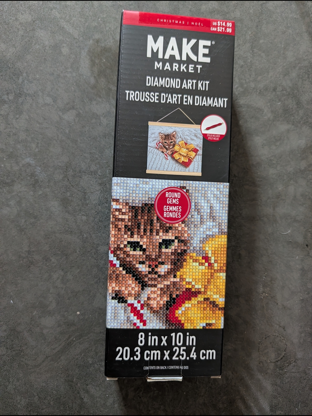 Arket Diamond Art Kit - Cat with Gift in Brown & Yellow